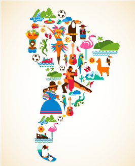 Latin America, South America map